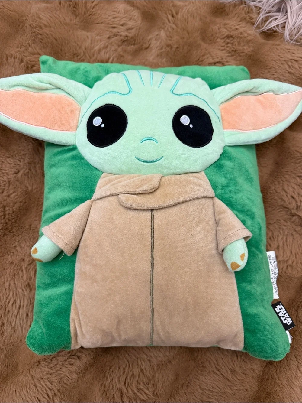 Star Wars Green and Tan Baby Yoda Plush Costume Pillow